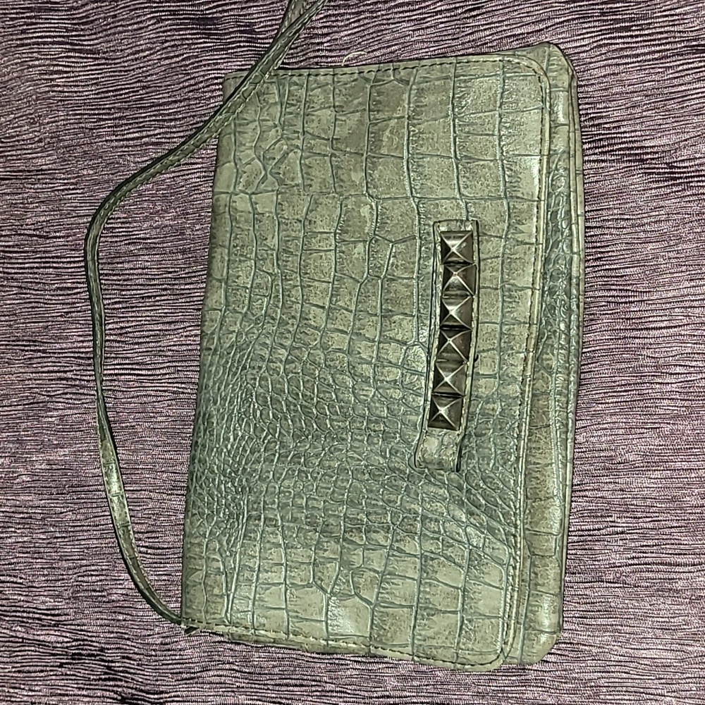 Green leather handbag